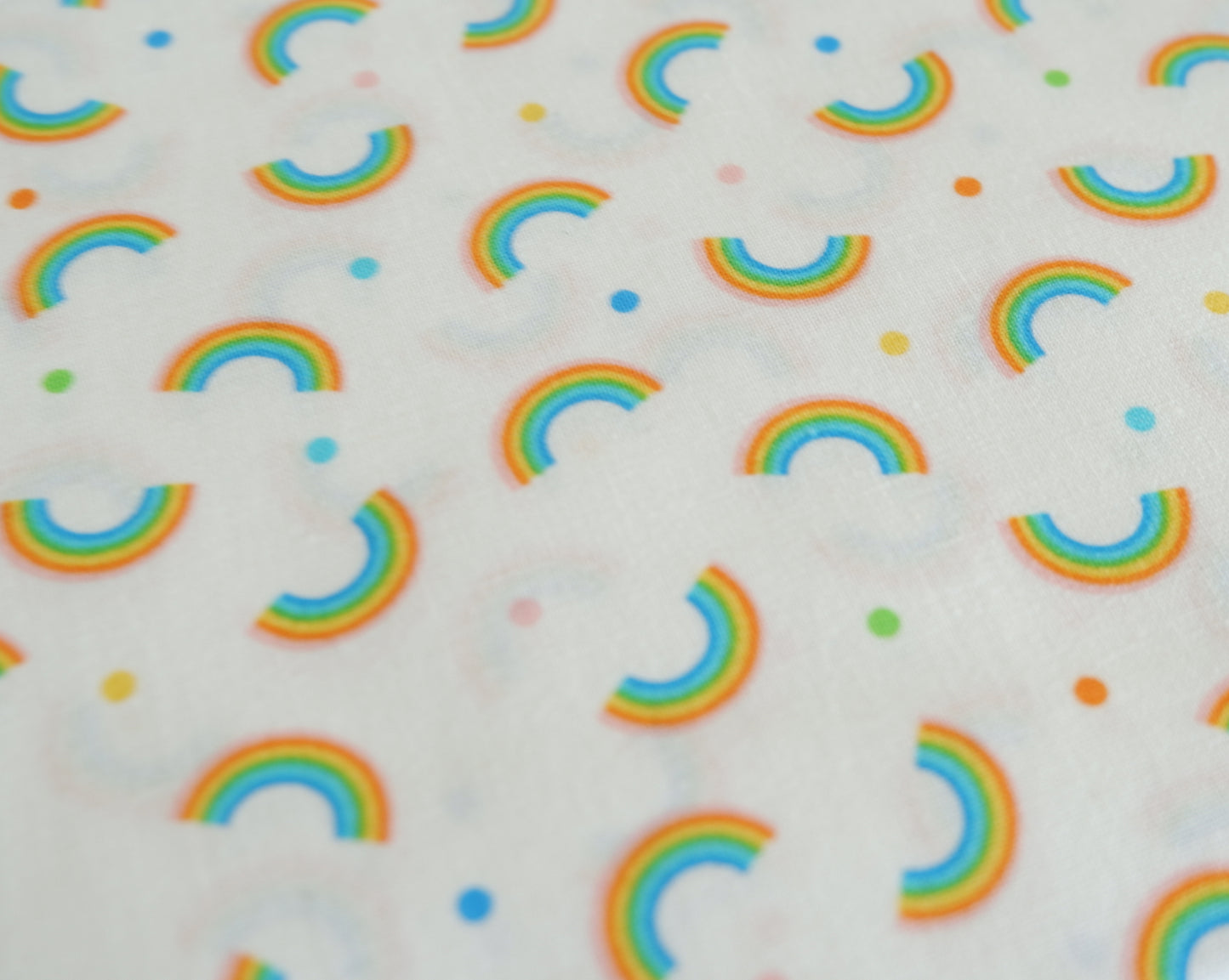 Cotton Fabric - Little Rainbows on White - Noah's Journey, Benartex