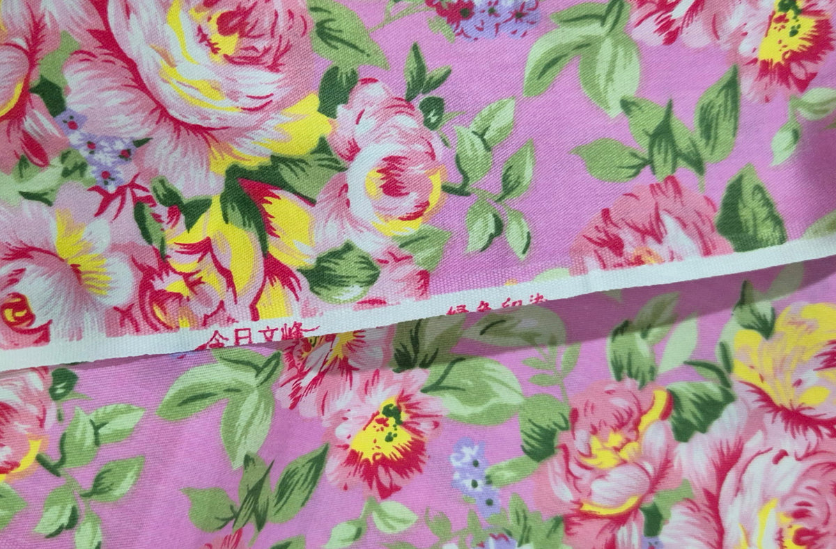 Cotton - Roses on Pink - Fabric Rescue