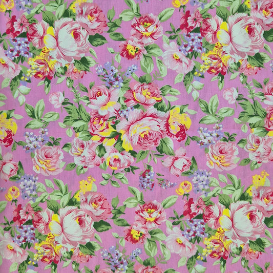 Cotton - Roses on Pink - Fabric Rescue