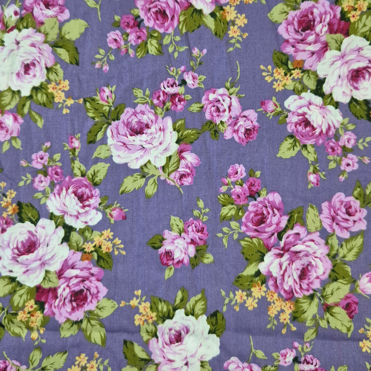Cotton - Roses on Purple - Fabric Rescue
