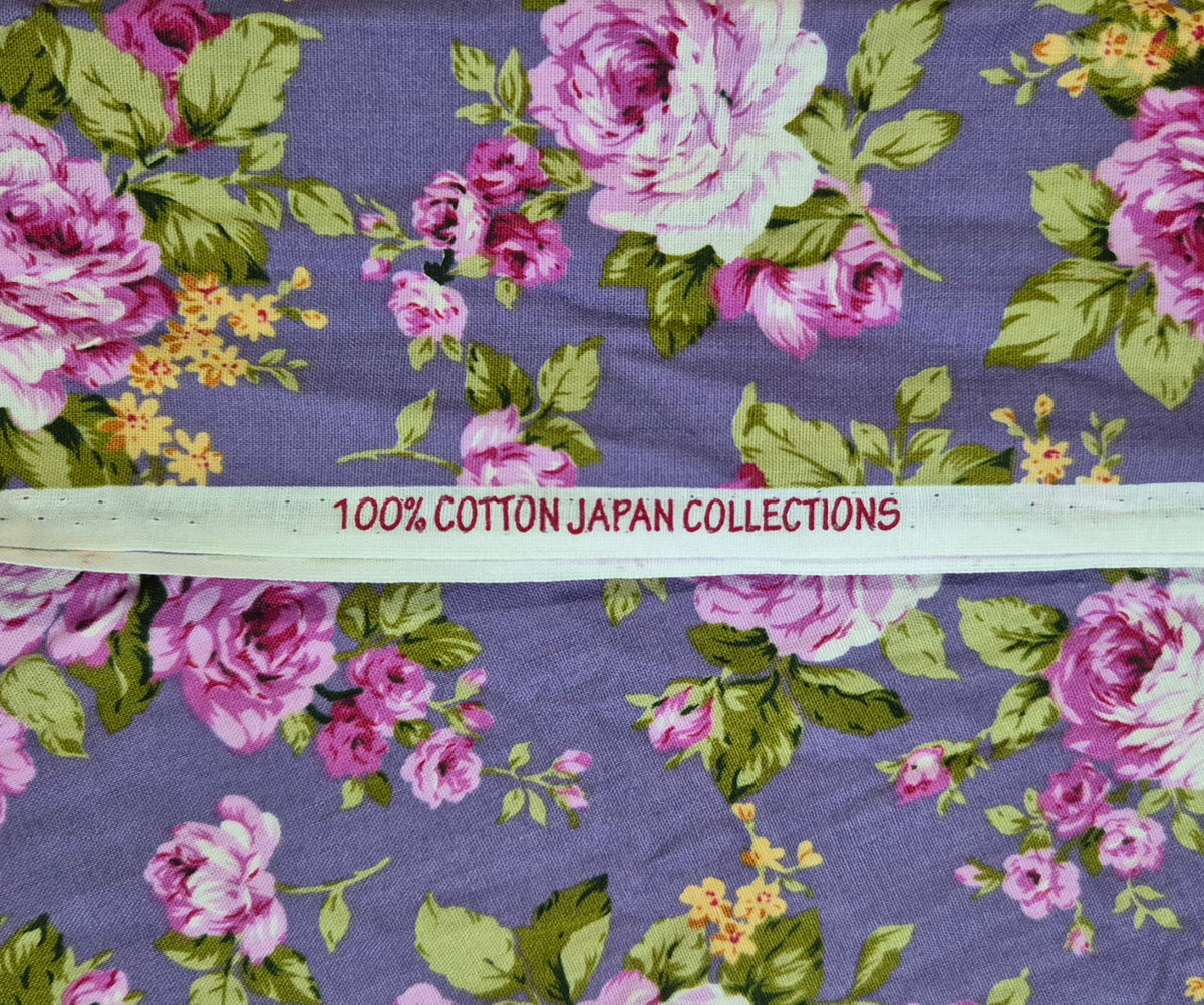 Cotton - Roses on Purple - Fabric Rescue