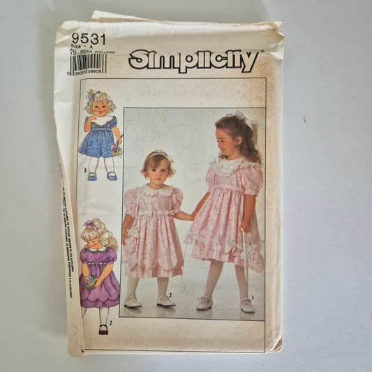 Simplicity 9531, Childs dress and purse pattern, Sizes 3 to 6