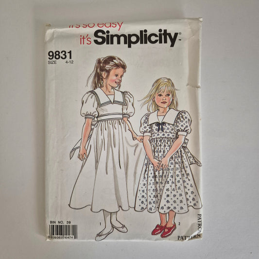 Simplicity 9831, Child's dress pattern, Size 4 to 12