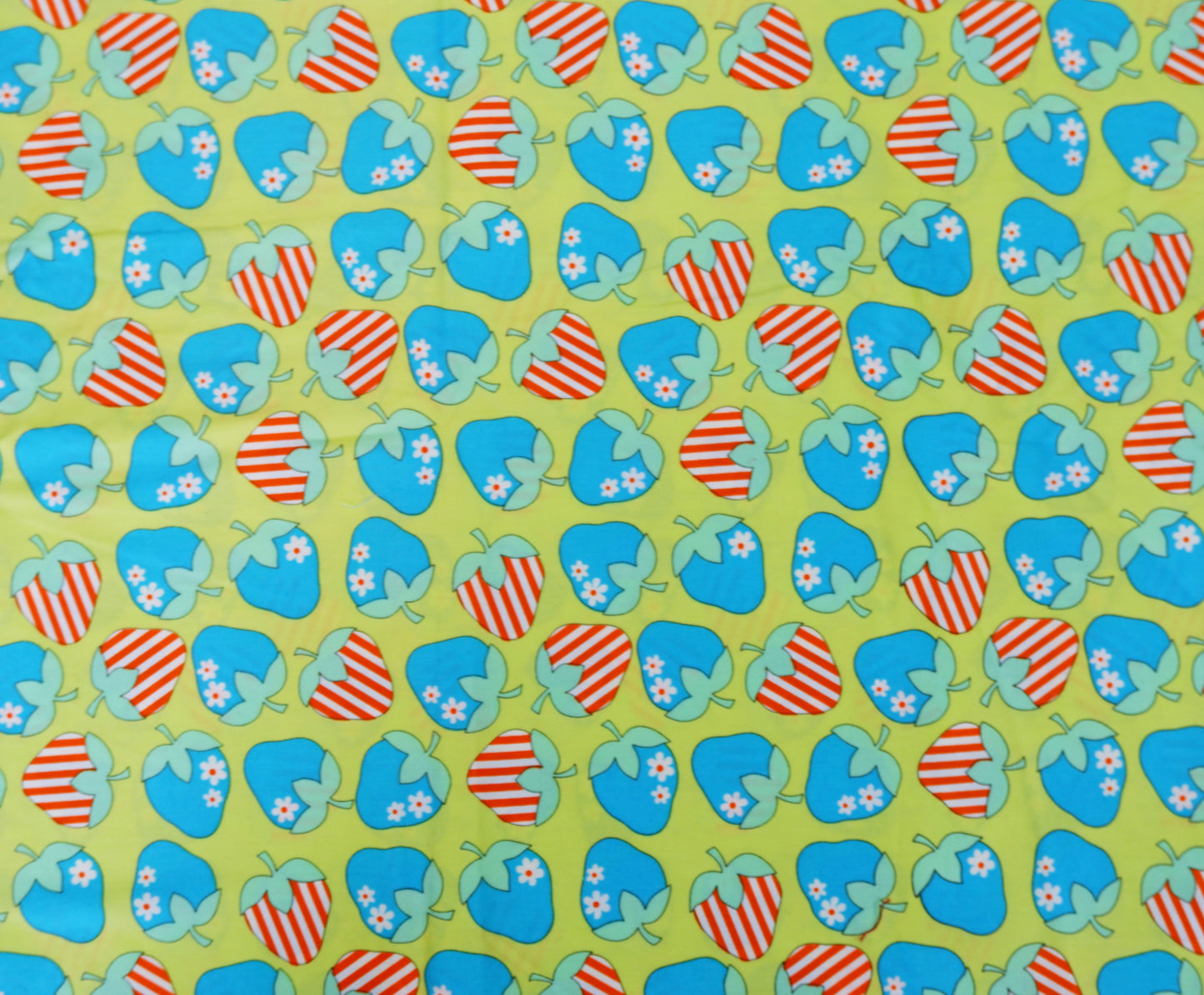 Cotton Remnant - Strawberries on Lime - Fabric Rescue