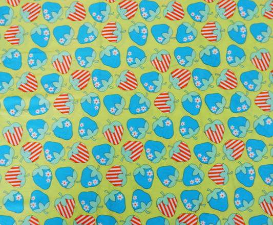 Cotton Remnant - Strawberries on Lime - Fabric Rescue