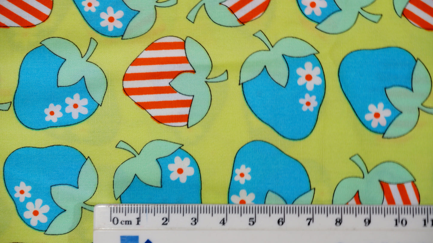 Cotton Remnant - Strawberries on Lime - Fabric Rescue