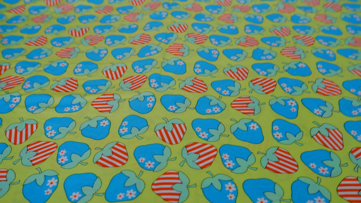 Cotton Remnant - Strawberries on Lime - Fabric Rescue