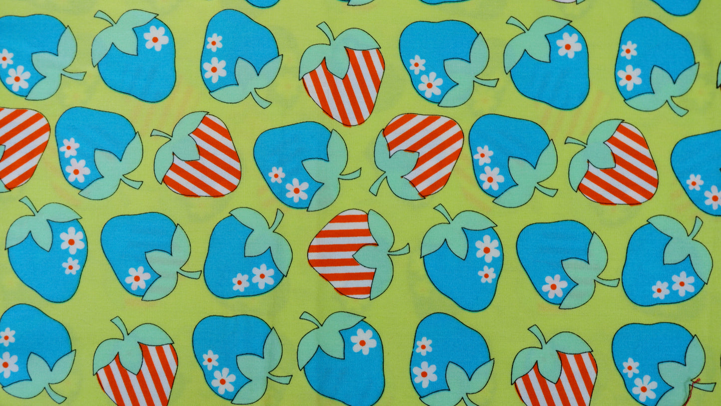 Cotton Remnant - Strawberries on Lime - Fabric Rescue