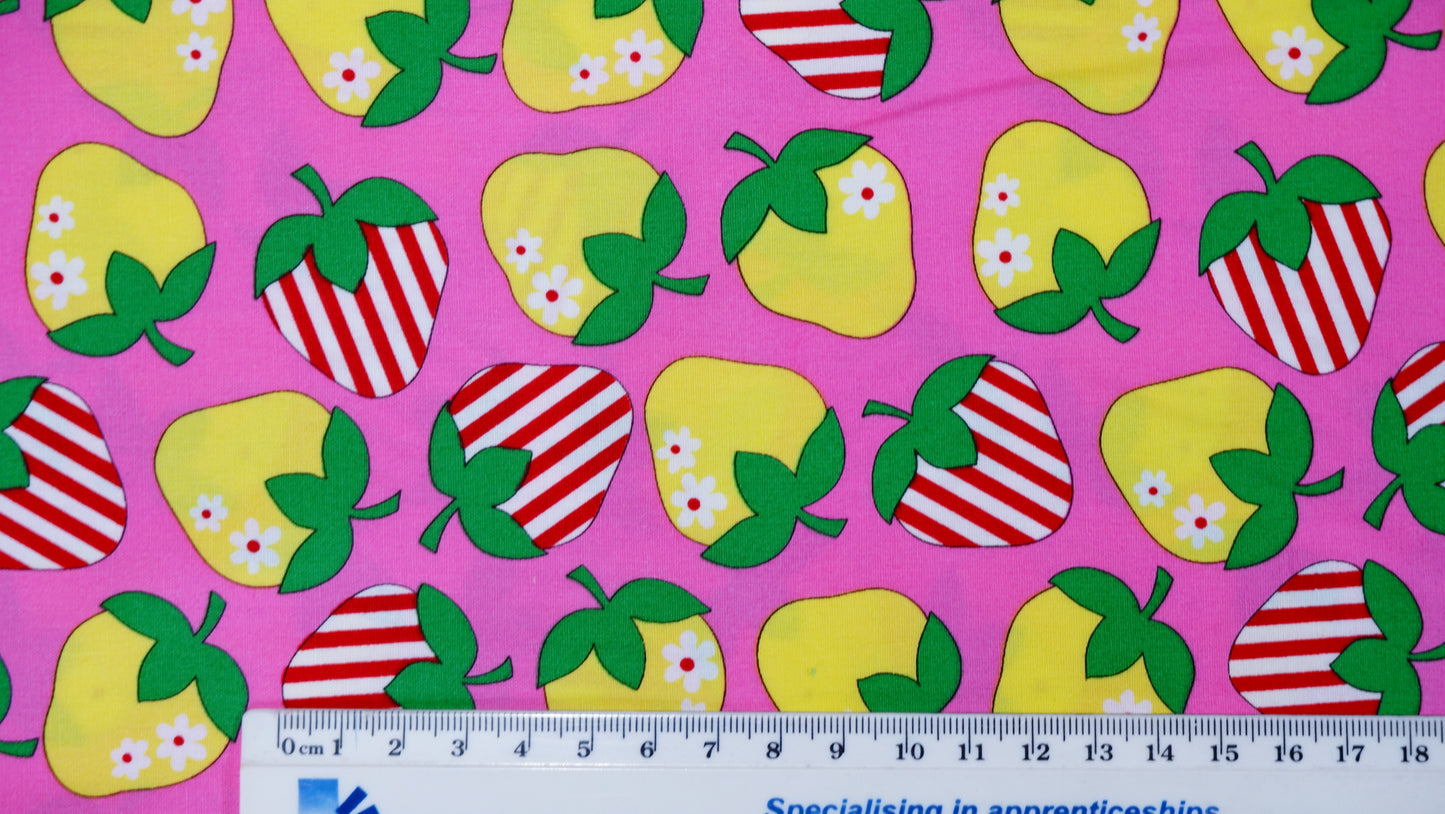 Cotton Remnant - Strawberries on Pink - Fabric Rescue