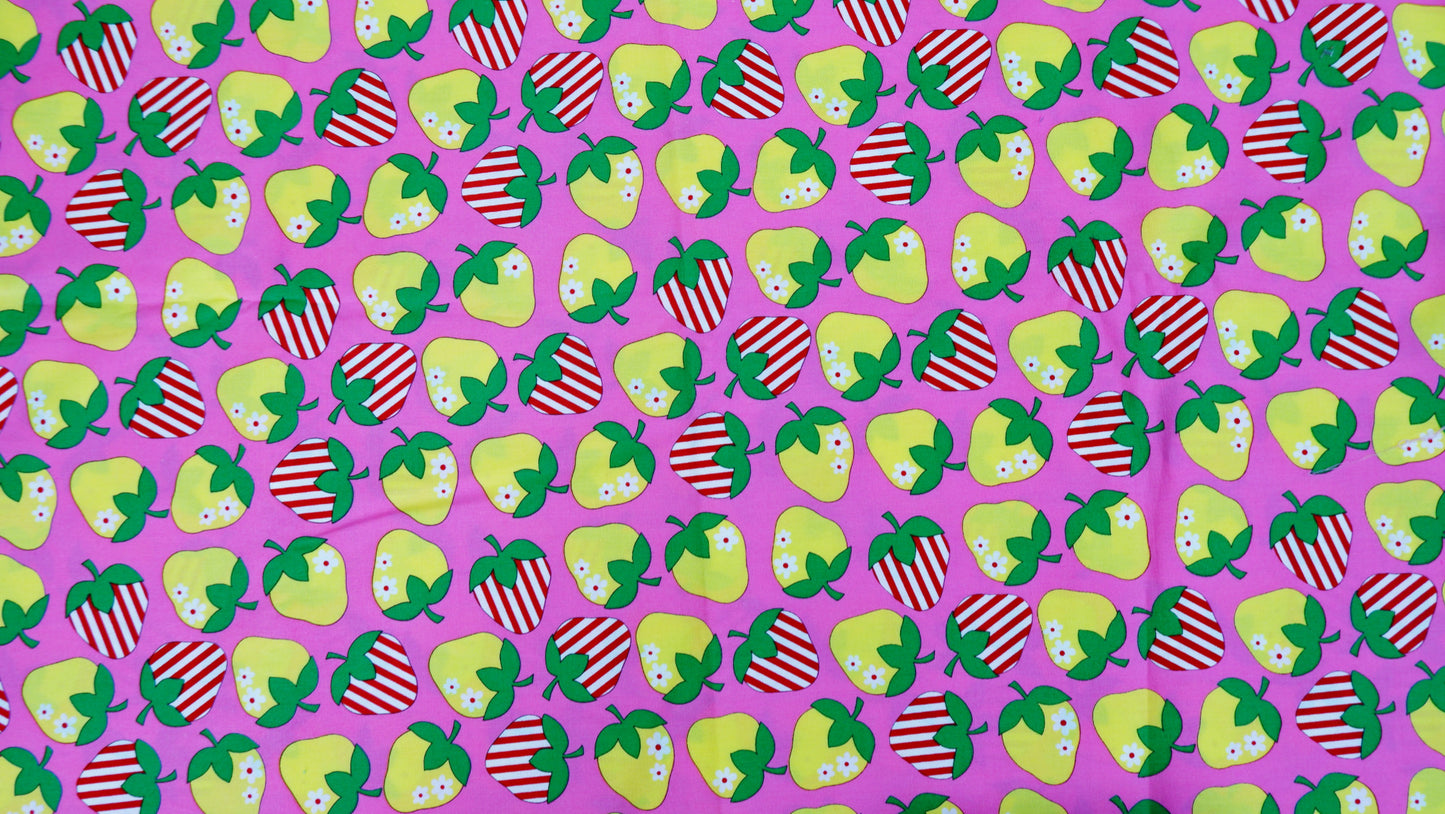 Cotton Remnant - Strawberries on Pink - Fabric Rescue