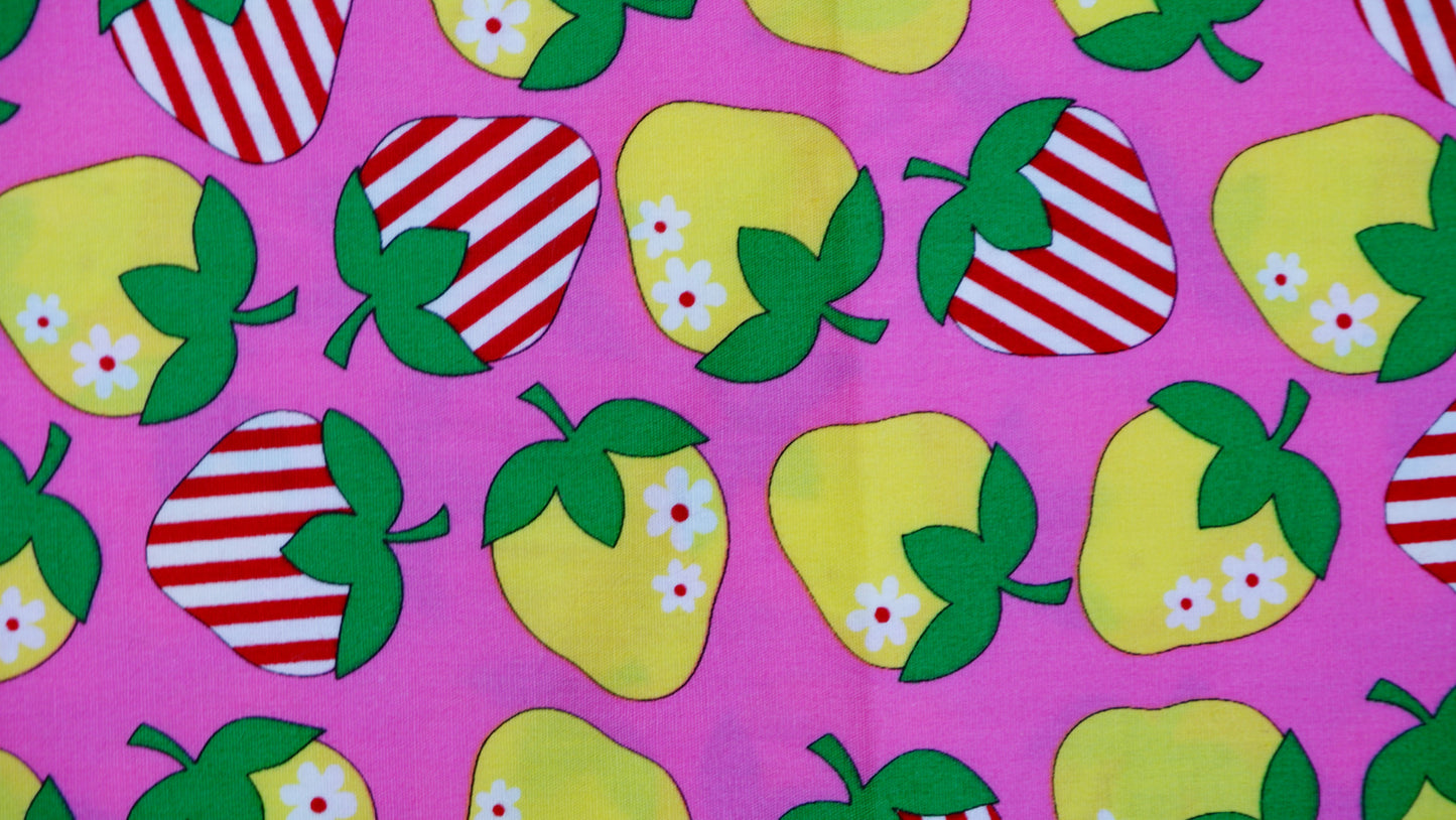 Cotton Remnant - Strawberries on Pink - Fabric Rescue