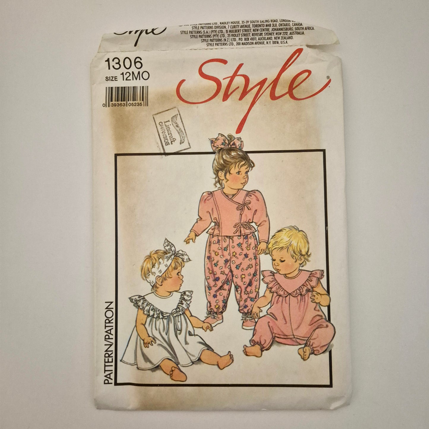 Style 1306, Babies' jacket romper and dress pattern, Size 12m