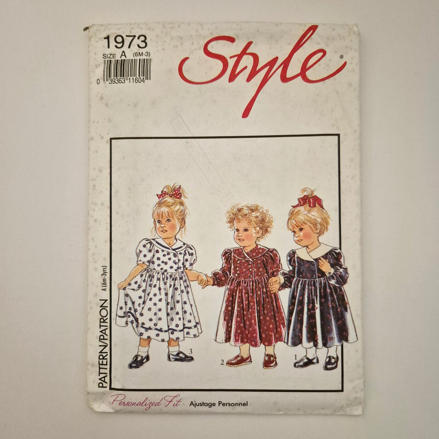 Style 1973, Children's dresses pattern, Sizes 6m to 3