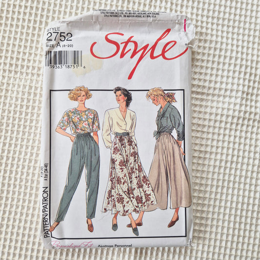 Style 2752, skirt trousers and culottes pattern, Sizes 8 - 20