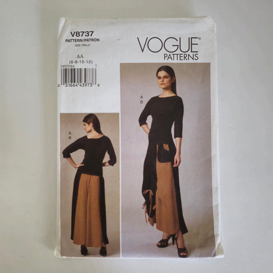 Vogue V8737, Top and skirt pattern. Sizes 6 - 12