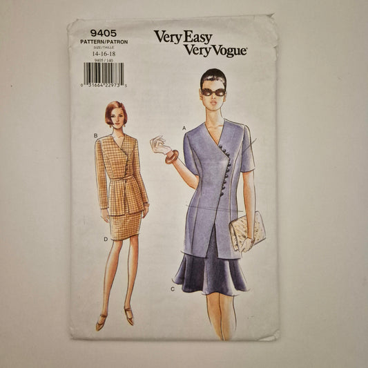Vogue 9405, top and skirt pattern, sizes 14 to 18