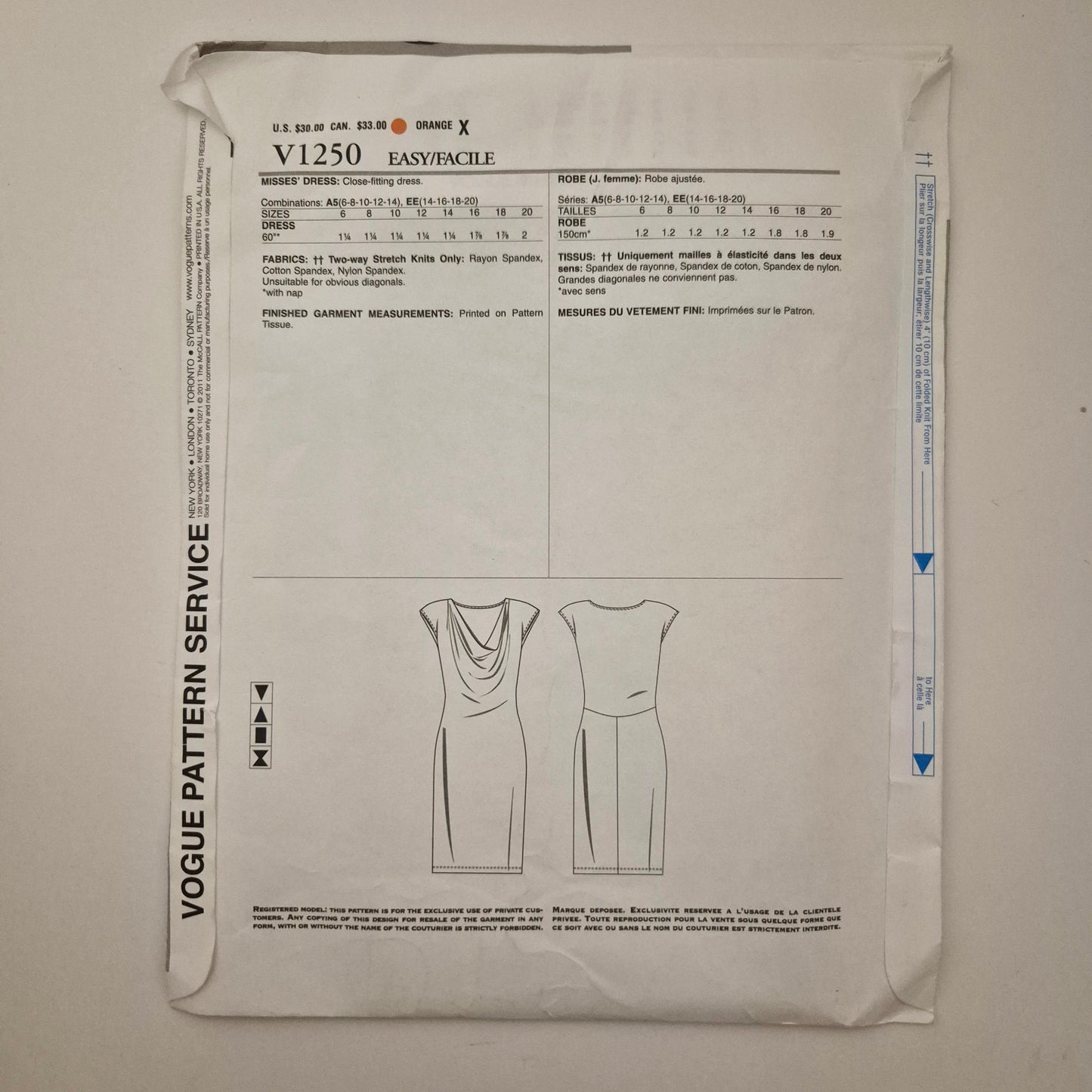 Vogue V1250 DKNY dress pattern. Sizes 6 - 14