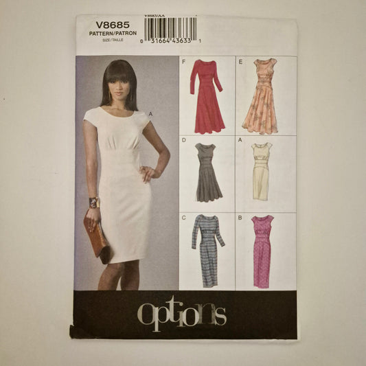 Vogue V8685, dress pattern, sizes 6 to 12