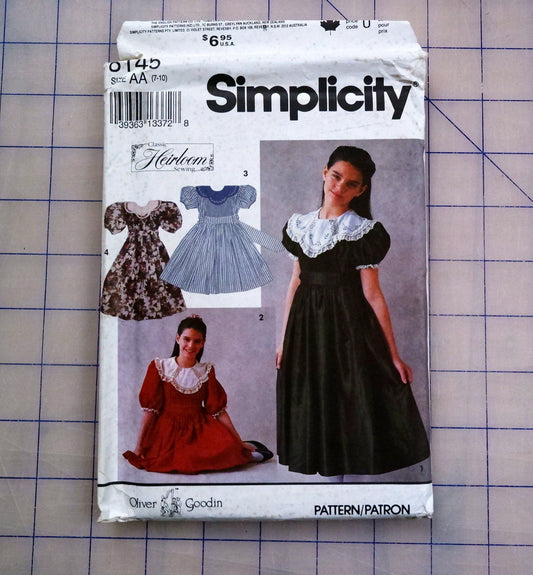 Simplicity 8145, girls dress pattern, sizes 7 - 10