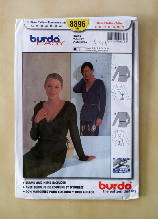 Burda 8896, women's shirt pattern, Sizes 8 - 20