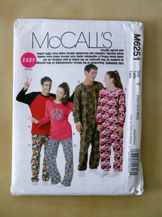 McCall's M6251, top pants and jumpsuit pattern, sizes XS - M