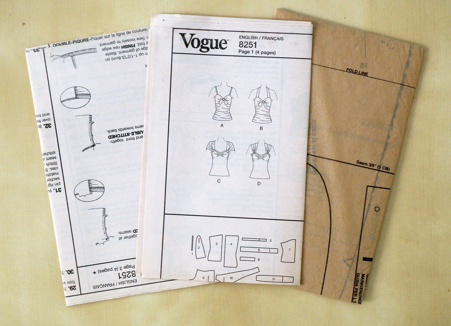 Vogue V8251, top pattern, sizes 16 - 20