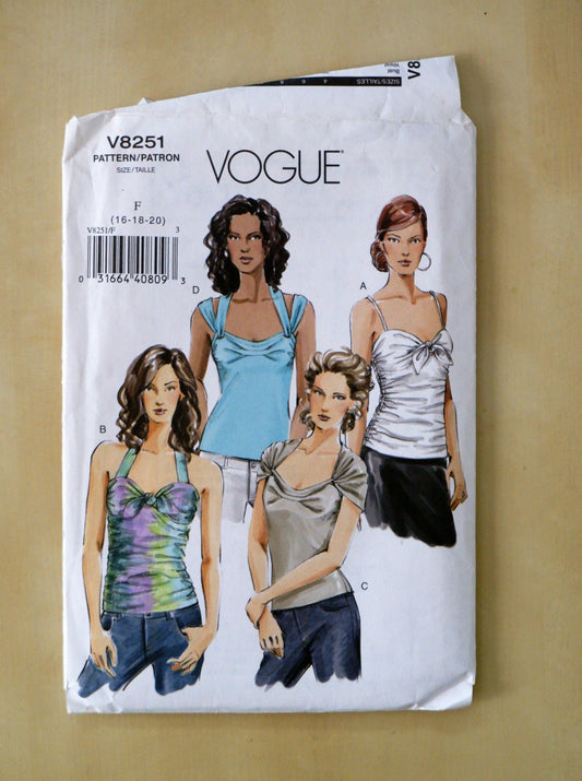 Vogue V8251, top pattern, sizes 16 - 20