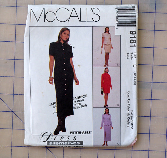 McCall's Pattern 9181, top skirt and dress pattern, sizes 12 to 16
