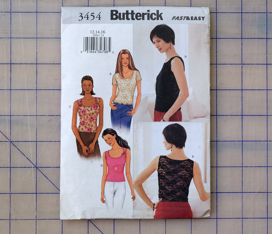 Butterick 3454, top pattern, sizes 12 to 16
