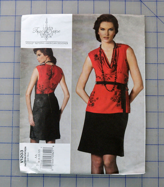 Vogue V1203, Top and skirt pattern. Sizes 6 - 12