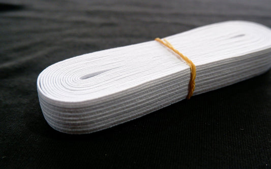 20mm braided elastic, 5 metre pack, white