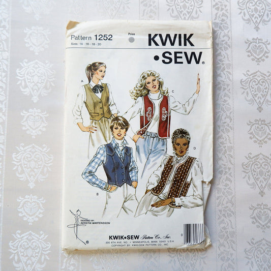 Kwik Sew 1252 Vest pattern for women Sizes 14 - 20