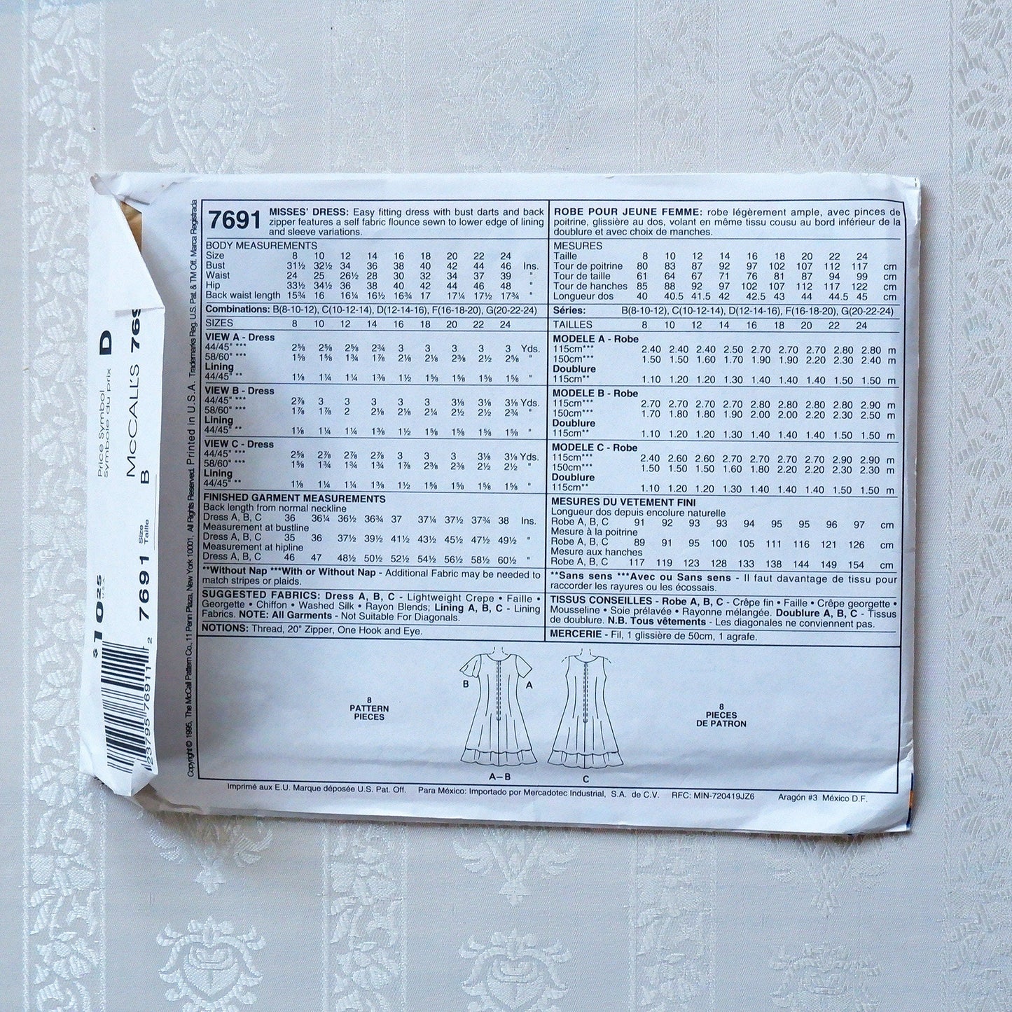 McCall's 7691, dress pattern, sizes 8 - 12