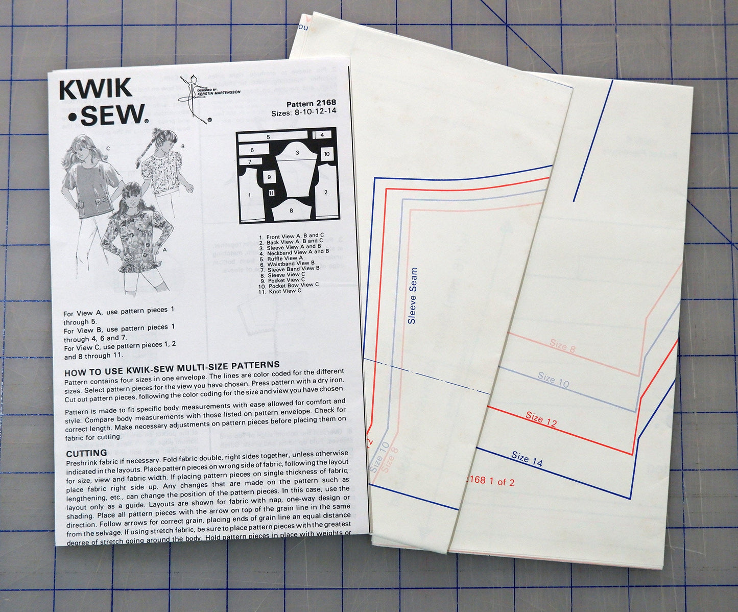 Kwik Sew 2168, Girls top pattern, Sizes 8 - 14