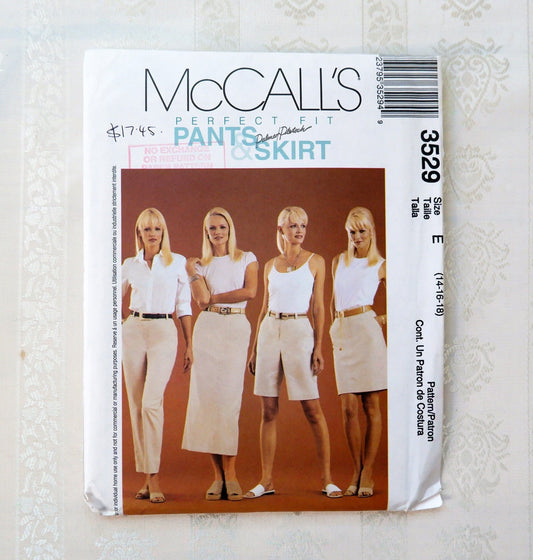 McCall's 3529, pants shorts and skirt pattern, sizes 14 - 18