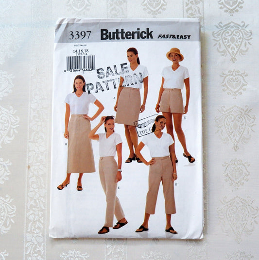 Butterick 3397, petite skirt shorts and pants , Sizes 14 - 18