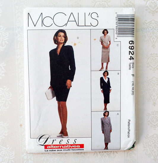 McCall's 6924, dress jacket skirt and tie belt pattern, sizes 16 - 20