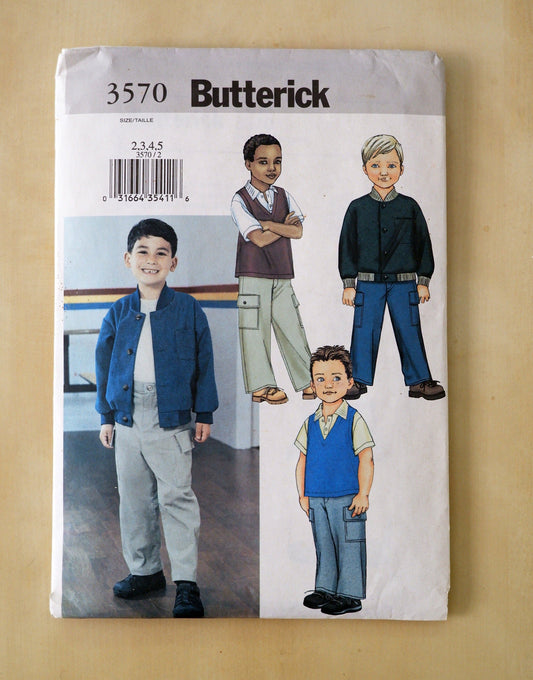 Butterick 3570, boys jacket vest and pants pattern. Sizes 2 - 5