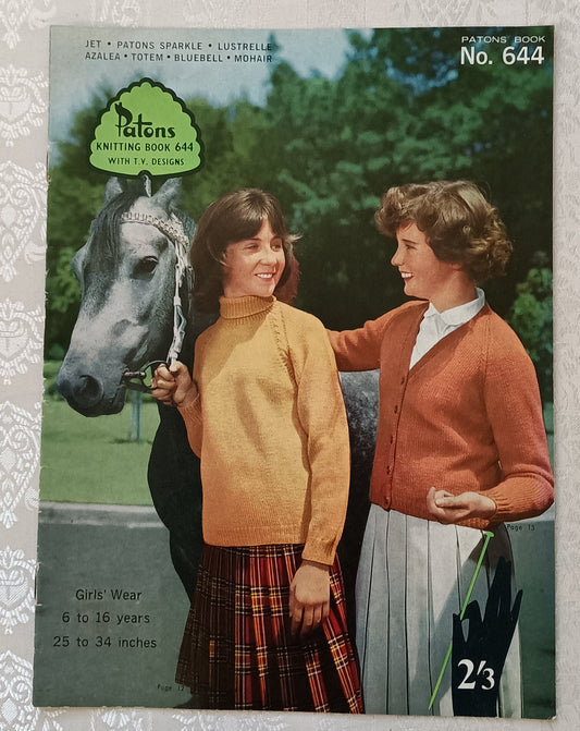 Patons knitting book 644 knitting patterns for girls 6 - 16.