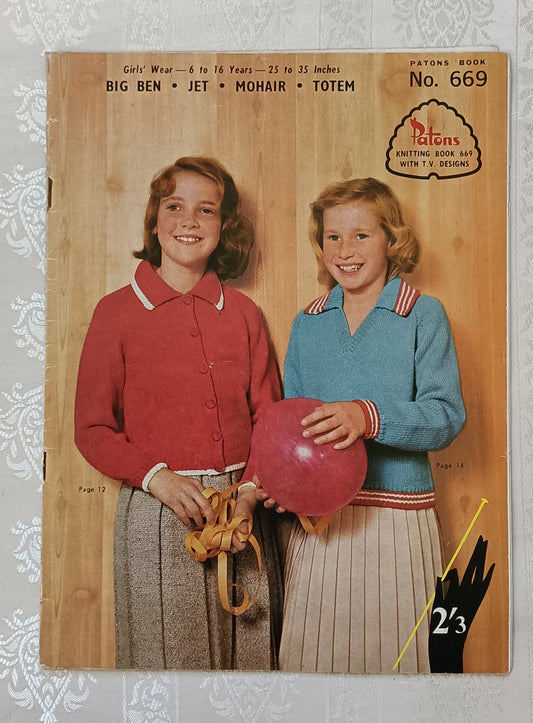 Patons knitting book 669 knitting patterns for girls 6 - 16.