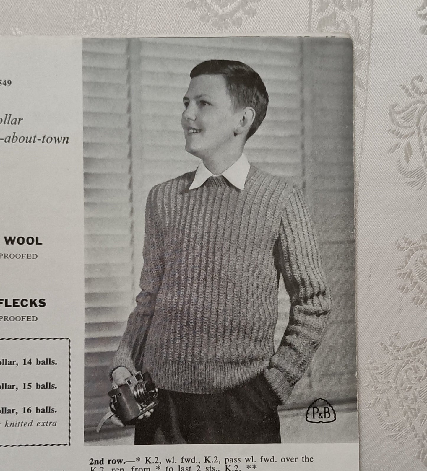 Patons knitting book 549, knitting patterns, jumpers, skirt, hat, gloves, jacket.