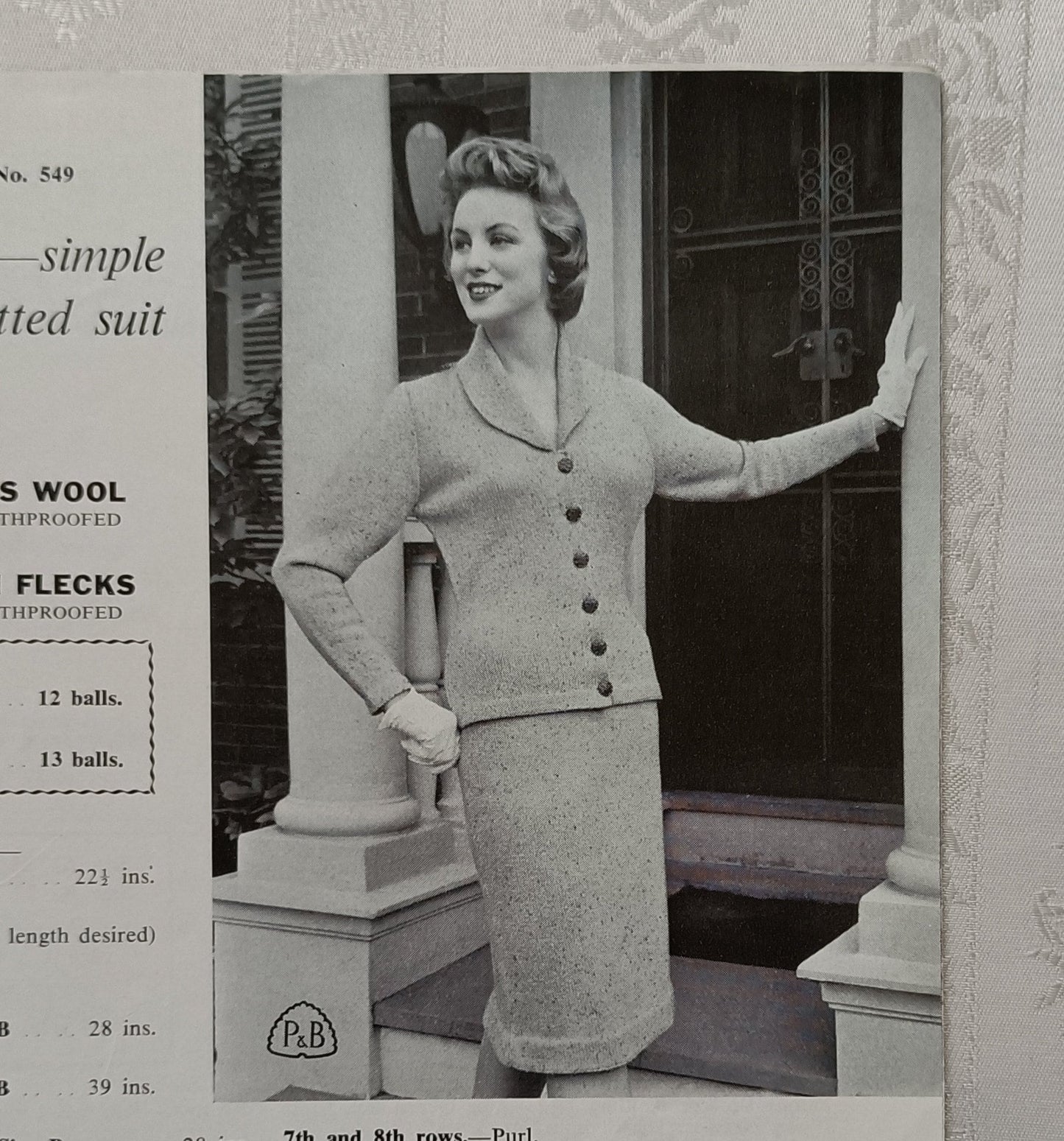Patons knitting book 549, knitting patterns, jumpers, skirt, hat, gloves, jacket.