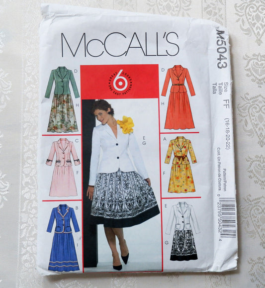 McCall's M5043, jackets and skirts pattern, sizes 16 - 22