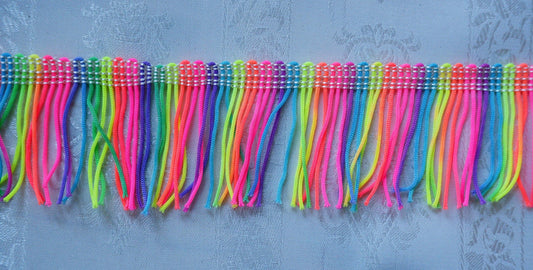 Neon Rainbow Fringe Trim, 45mm Fringe