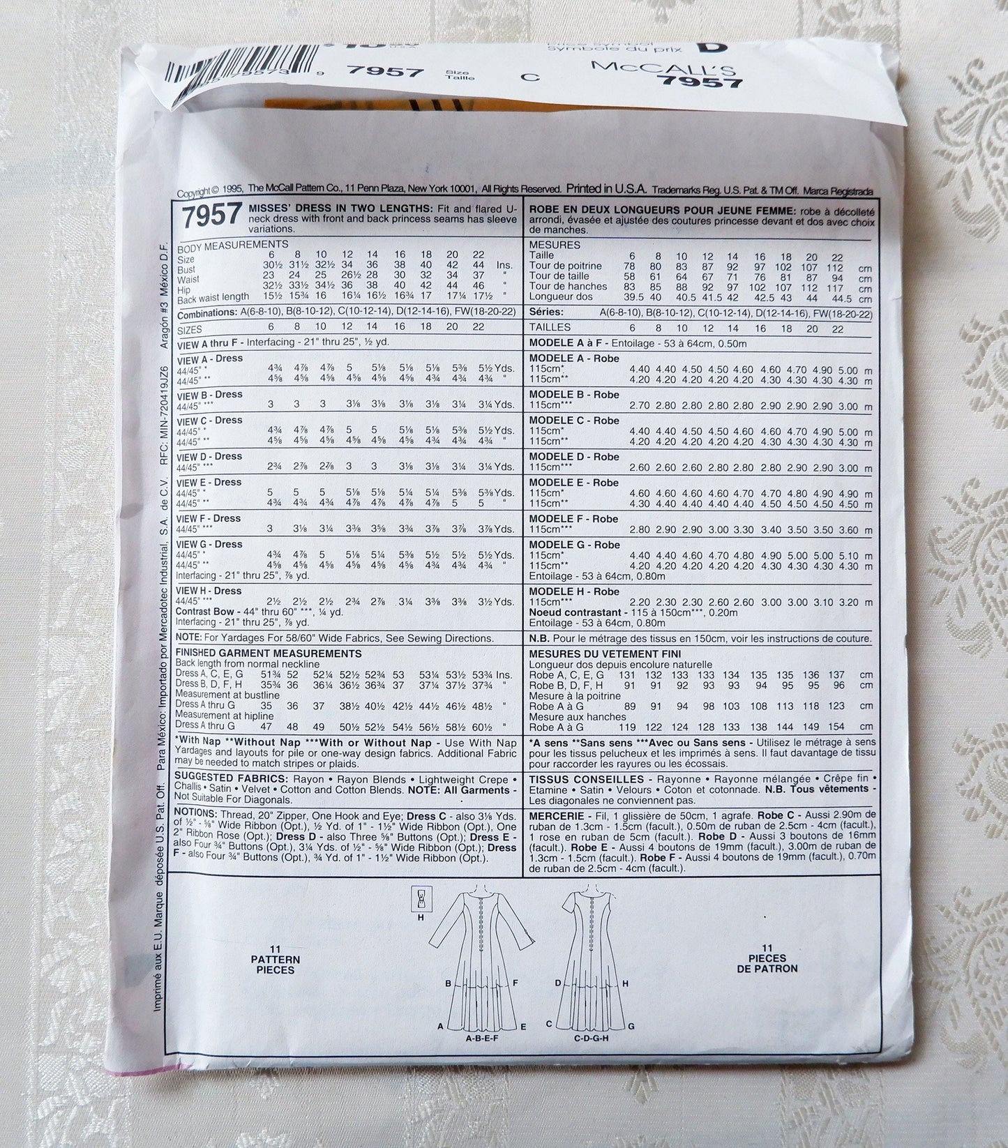 McCall's 7957, dress pattern, sizes 10 - 14