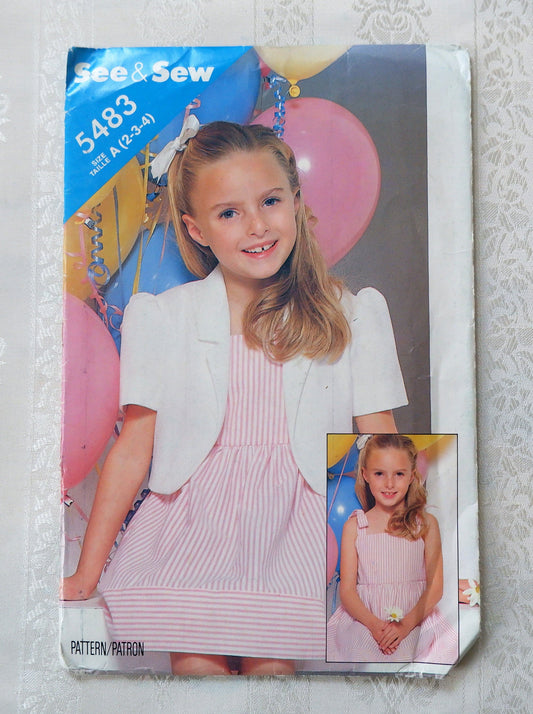 See and Sew 5483, children's jacket and dress pattern, sizes 2 - 4