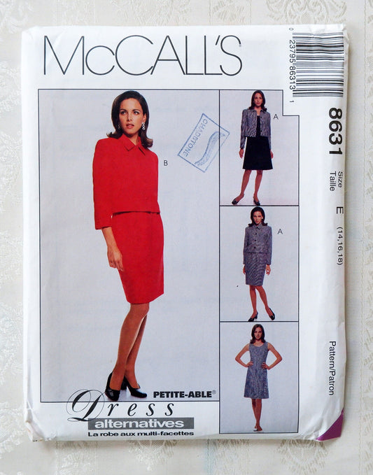 McCall's 8631, misses lined jacket dress and skirt pattern, Sizes 14 - 18