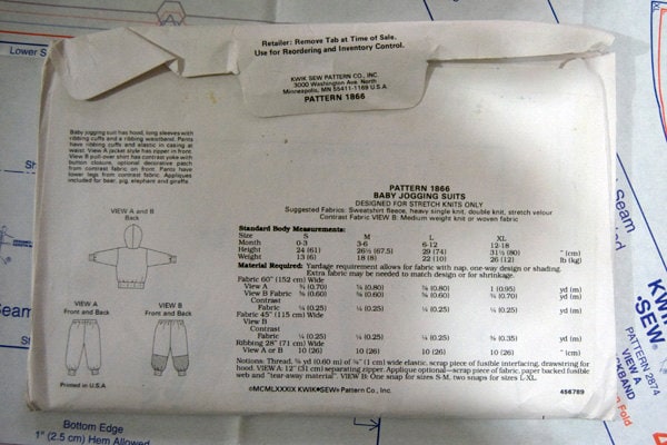 Kwik Sew 1866 Baby jogging suits  Sizes S - XL
