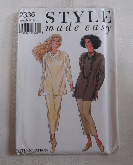 Style 2336, Misses top and pants pattern, Size 8 - 18