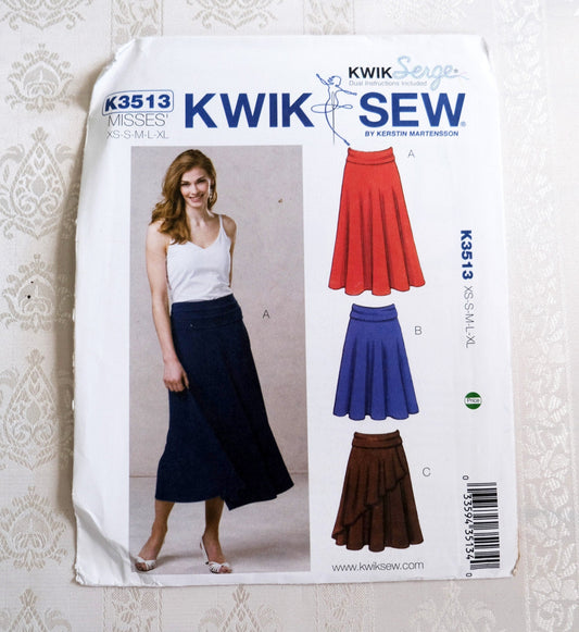Kwik Sew K3513 Misses' Skirts pattern, sizes XS - XL